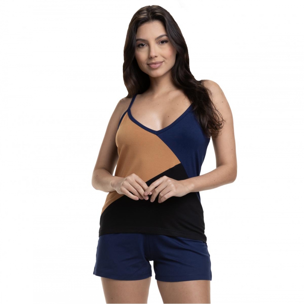 Short Doll de Alcinha em Viscolycra Padronizado - Marinho