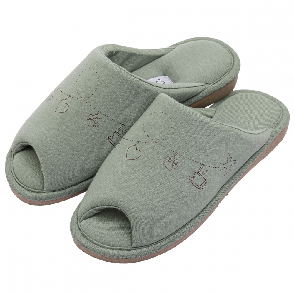 Pantufa Algodão Pingentes de Conforto — Aberta e Anatômica - Verde