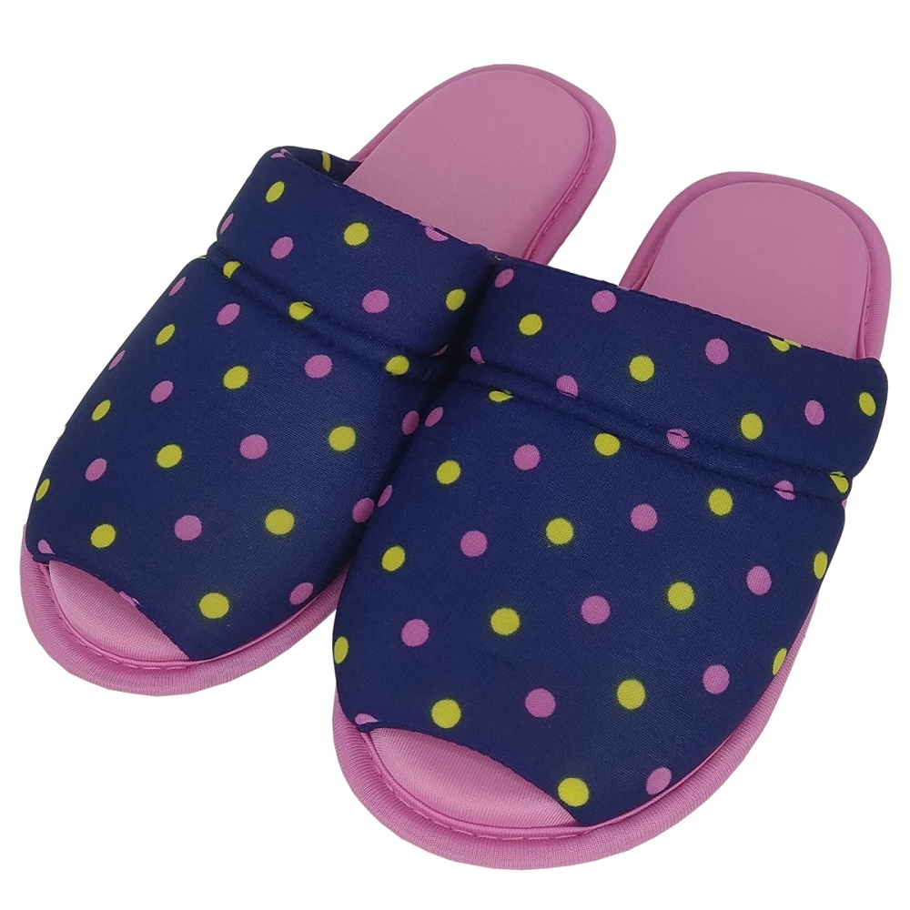 Pantufa Flexível Infantil Liganete Poá Puff - Marinho