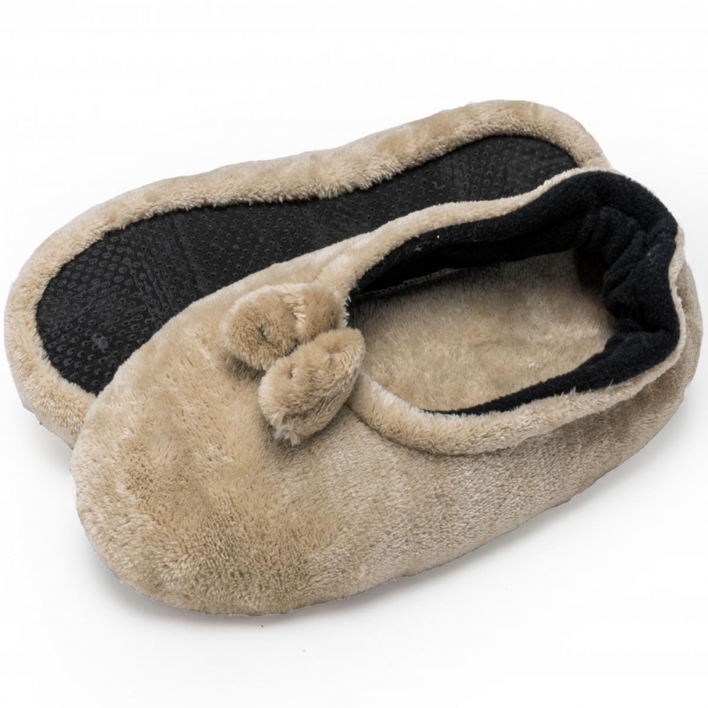 Sapatilha Antiderrapante Pelúcia Lisa - Bege