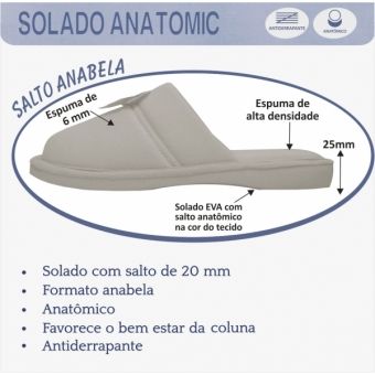 Pantufa Anatômica Malha com laço Cetim - PUFF