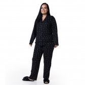Pijama de Botão em Modal Winter - Preto