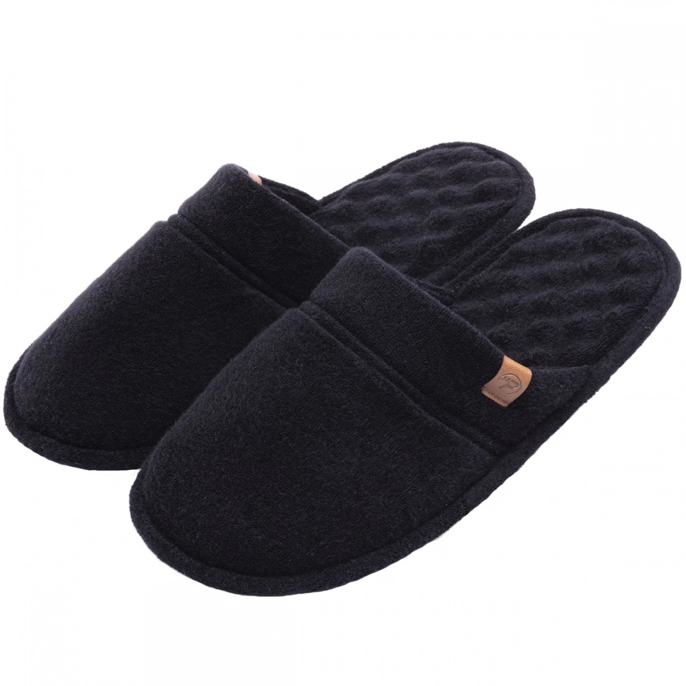 Pantufa Atoalhada Masculina com Espuma Massageadora - PUFF - Preto