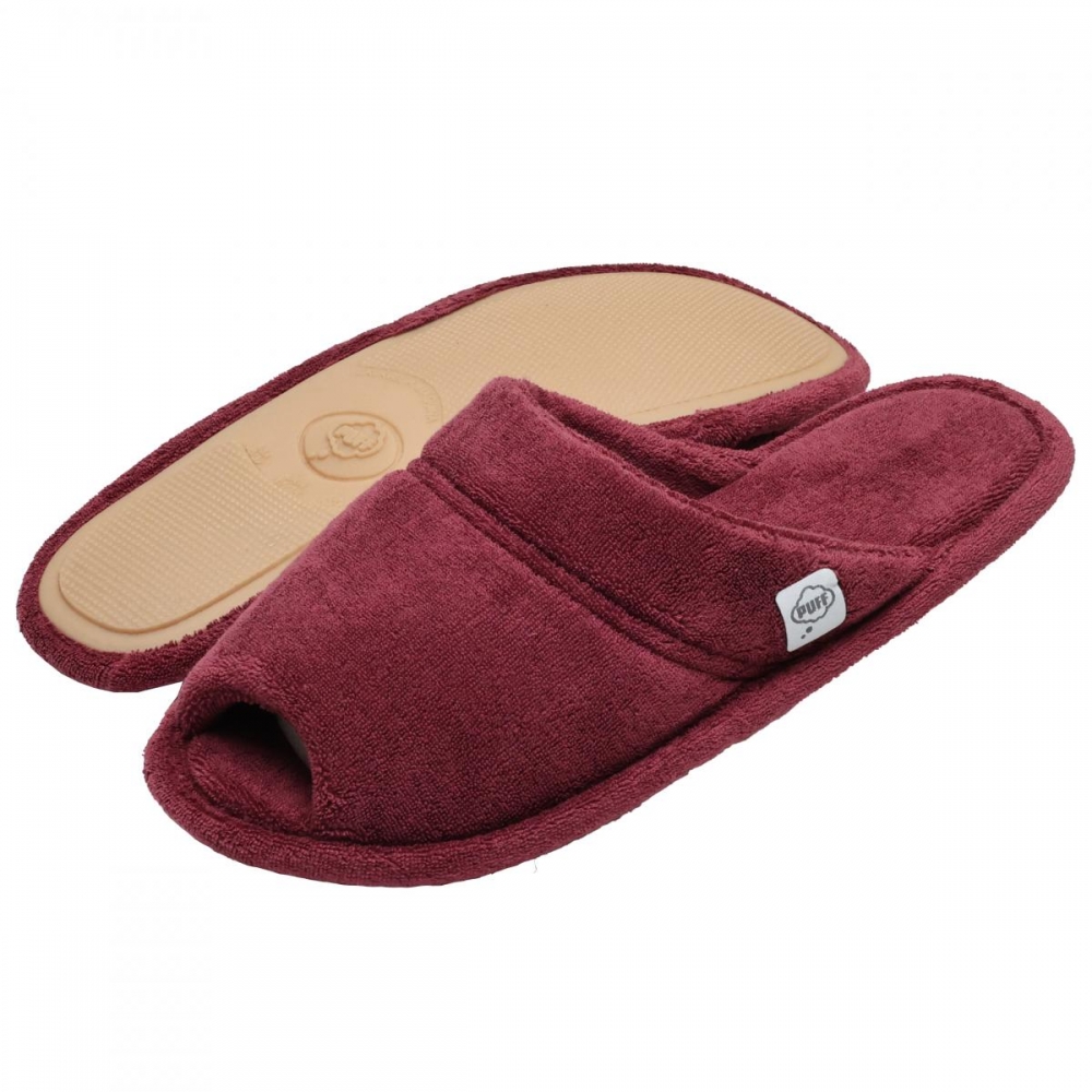 Pantufa Atoalhada Aberta: Conforto Flexível para Seus Pés - Bordô