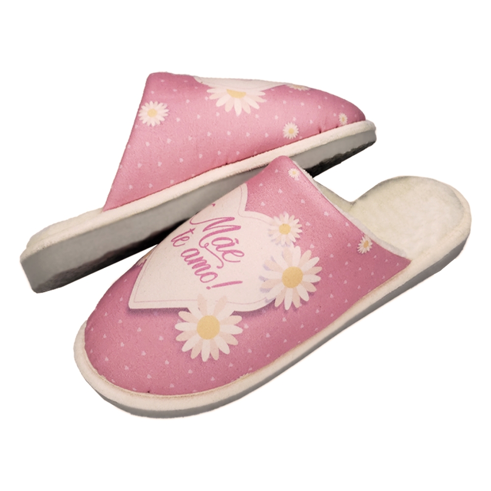 Pantufa Anatômica Mãe Te Amo - Marfim