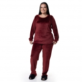 Pijama Longo em Plush Super Soft - Bordo