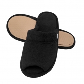 Pantufa Atoalhada Aberta: Conforto Flexível para Seus Pés - Preto