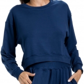 Conjunto Moletinho Cropped Feminino - Marinho