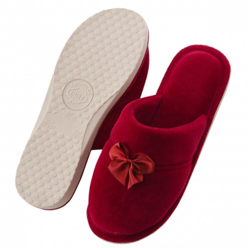 Pantufa Anatômica Plush com Laço Cetim PUFF - Vermelho