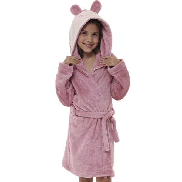 Robe Infantil Inverno Fleece Capuz Orelhinha Ursinho Fofo - Blush