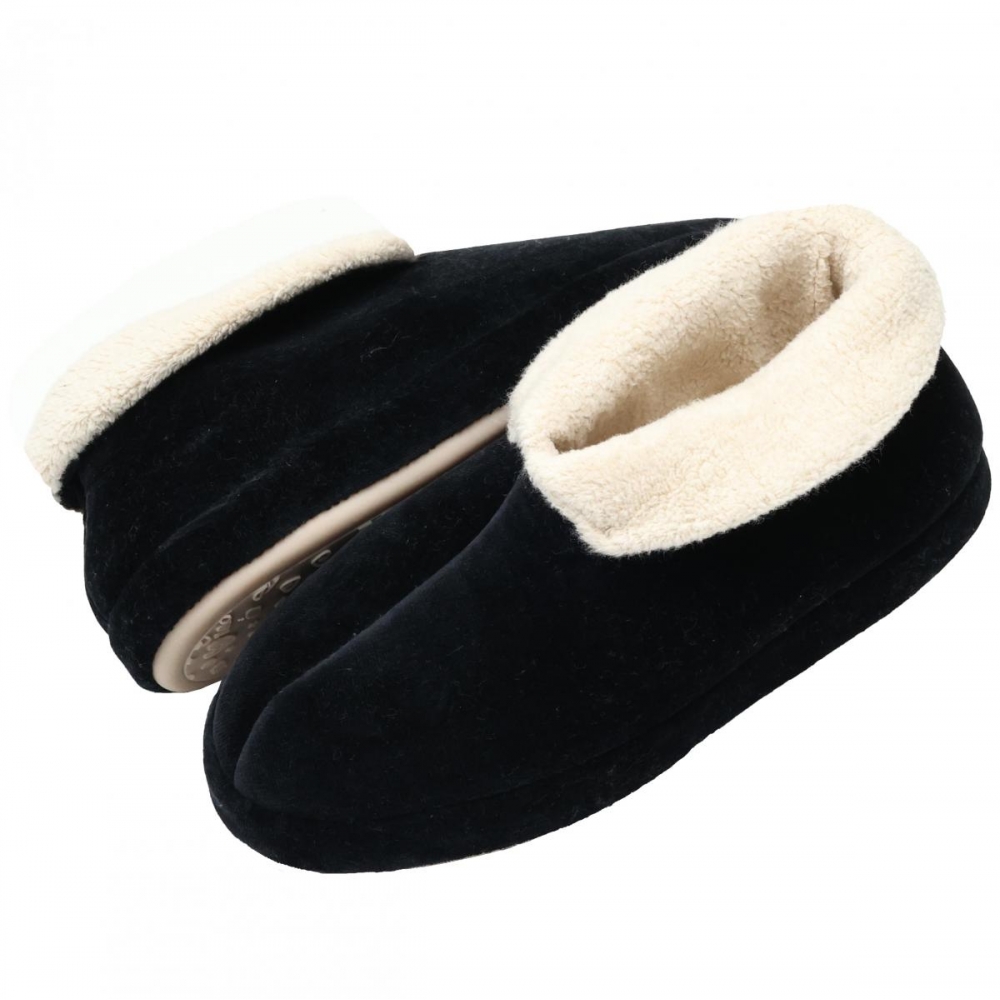 Pantufa Bota Feminina em Plush com Unifloc - Puff - Preto