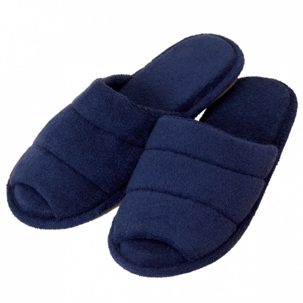 Pantufa Feminina em Atoalhado Solado Anatômico Flexível Puff - Marinho