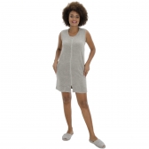 Roupão Feminino em Atoalhado Gramatura Leve Modelagem Justa com Zíper e Bolsos - Puff - Mescla