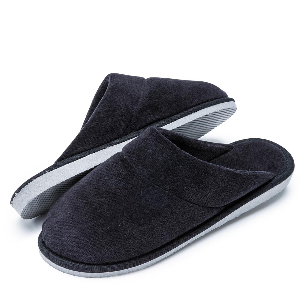 Pantufa em Plush com Solado de EVA Anatômico - Preto
