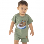 Pijama Bebê Short Algodão Capivara Masculino - Capy & Cozy - Verde