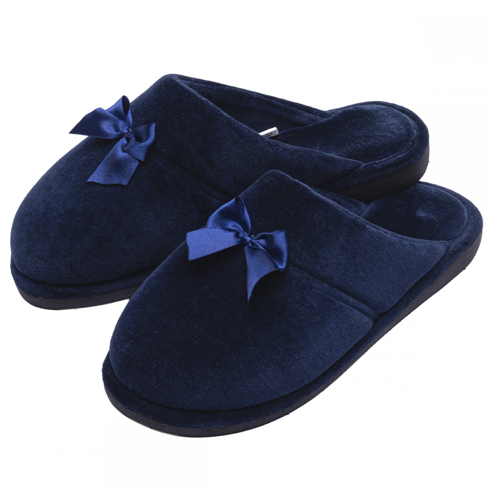Pantufa Anatômica Plush com Laço Cetim PUFF - Marinho