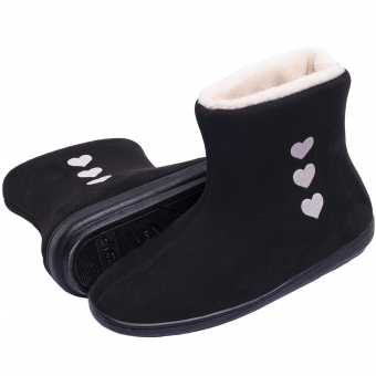 Bota Cano Longo Malha Aveludada Coração Inverno