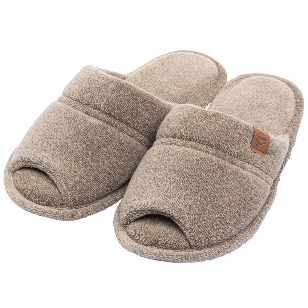 Pantufa Atoalhada Aberta: Conforto Flexível para Seus Pés - Caqui