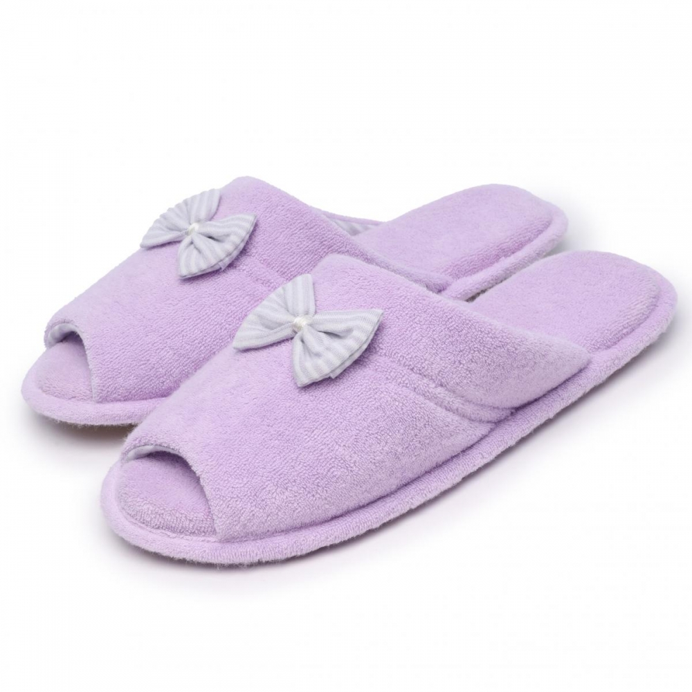 Pantufa Flexível Atoalhada com Viscolycra Listrada - Lilás