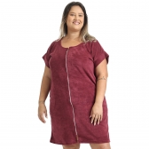 Roupão Feminino Adulto Atoalhado com Fechamento em Zíper - Bordô