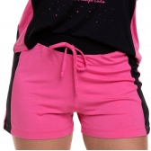 Short Doll Viscolycra Lisa com Estampa Localizada - Preto