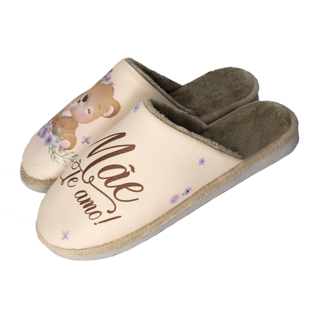 Pantufa Anatômica Mãe Ursinho - Bege