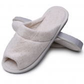 Pantufa Feminina Anatômica Atoalhada Puff - Marfim