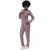 Conjunto Pijama Inverno Feminino Malha Aveludada Coração - Amora