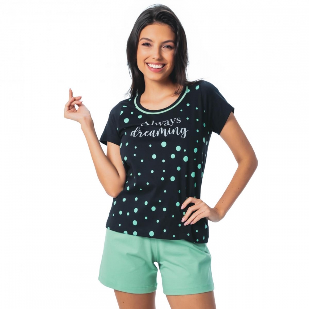 Short Doll em Malha de Algodão Always Dreaming - Preto