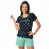Short Doll em Malha de Algodão Always Dreaming - Preto