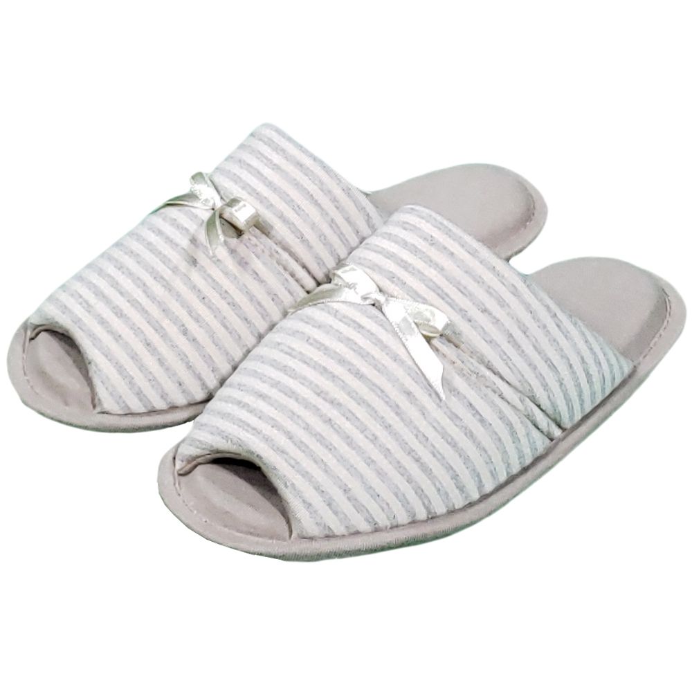 Pantufa Flexível Malha Viscolycra Estampa Listra Infantil - Bege