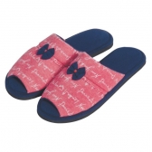 Pantufa Feminina em Malha Estampa tipo Jeans Solado Plano Puff - Vermelho