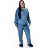 Pijama Longo em Plush Super Soft - Indigo