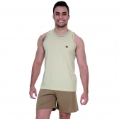 Pijama Masculino Regata Malha de Algodão Puff - Caqui