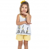 Short Doll Infantil em Malha com Estampa de Gatinho - Baunilha