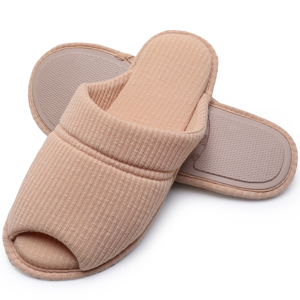 Pantufa Aberta em Canelado Antiderrapante - Nude