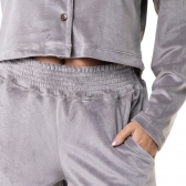 Conjunto casual em Plush com Abertura em Botão - Cinza