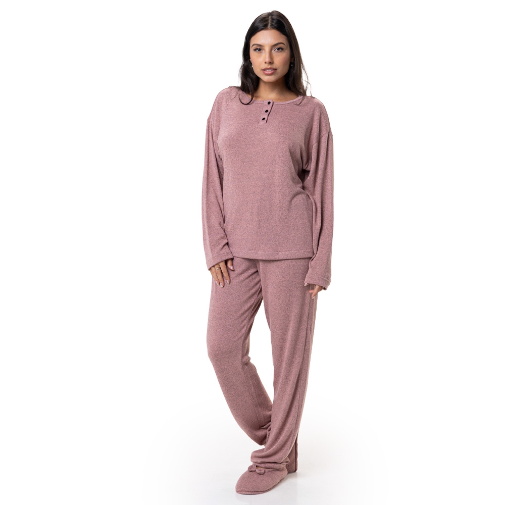 Conjunto Casual Malha Winter com Detalhes em Botões - Amora