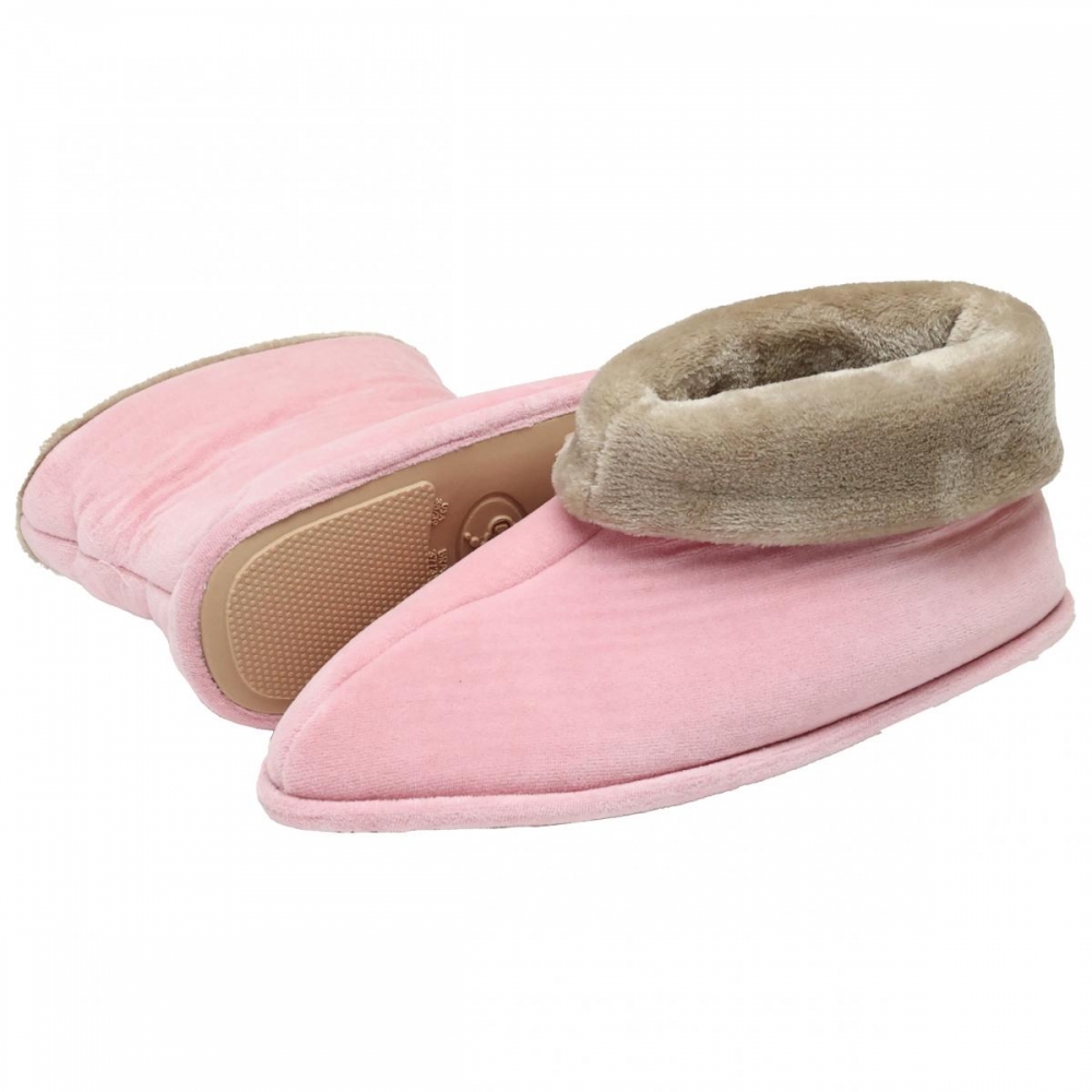 Bota Flexível em Plush com Pelúcia - Rosa