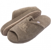 Pantufa Anatomic Comfort Atoalhado Bordado - Caqui