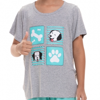 Pijama Infantil em Viscolycra Estampa Cachorrinhos