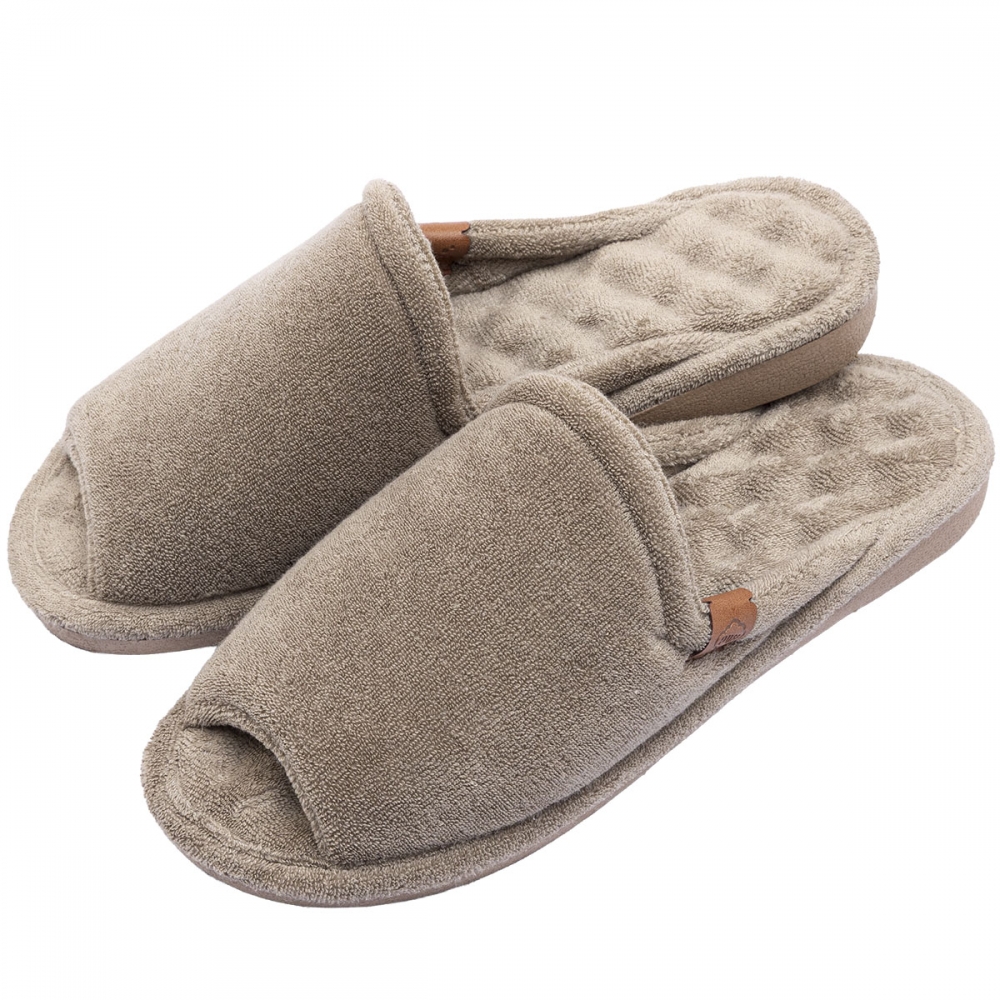 Pantufa Atoalhada Anatômica com Espuma Massageadora - Caqui