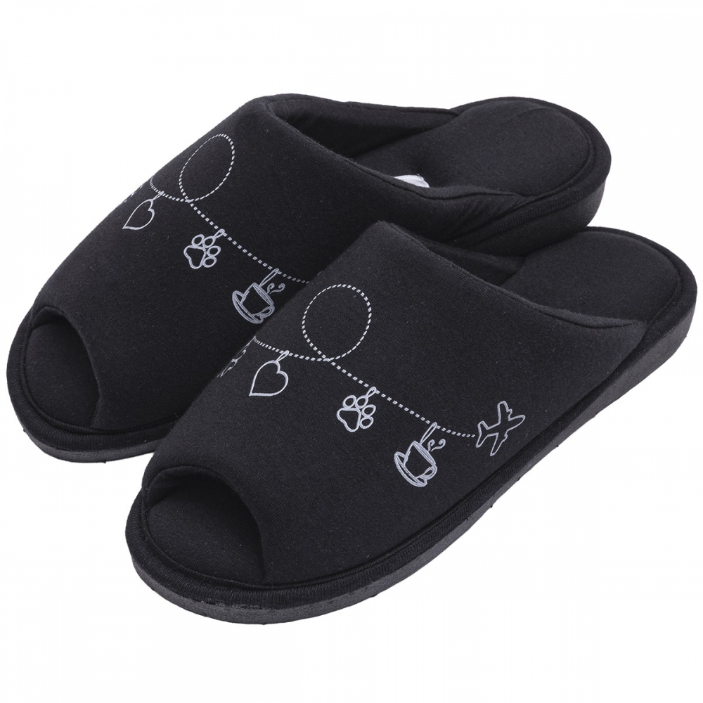 Pantufa Algodão Pingentes de Conforto — Aberta e Anatômica - Preto