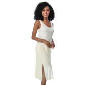 Camisola Midi em Vicolycra Linho Listrada - Marfim