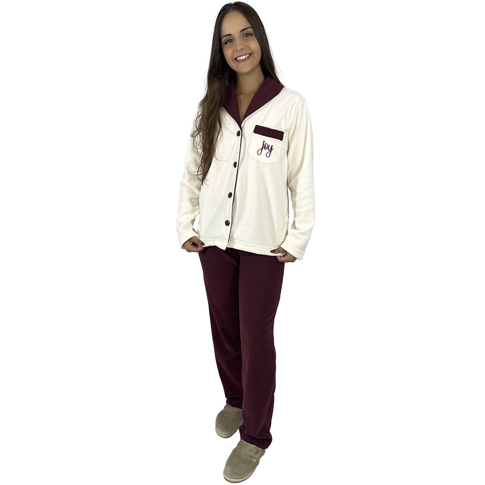 Pijama Puff Ultrasoft Joy Aberto - Bordô
