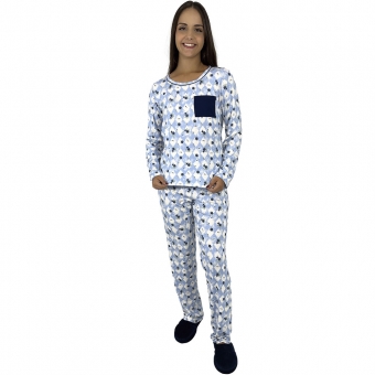 Pijama Puff Viscolycra Floral Elastano