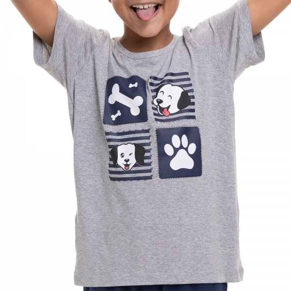 Pijama Infantil em Viscolycra Estampa Cachorrinhos - Marinho