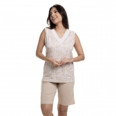 Bermudoll Regata com Renda em Viscolycra com Estampa Floral - Bege