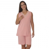 Bermudão Leve com Detalhe em Renda Modal - Rosa