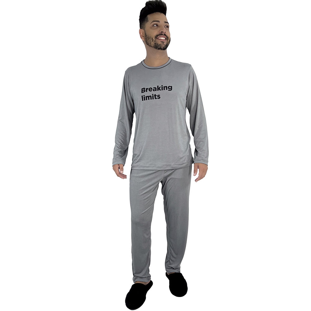 Pijama Puff Masculino Sr P Modal Winter Elastano - Chumbo
